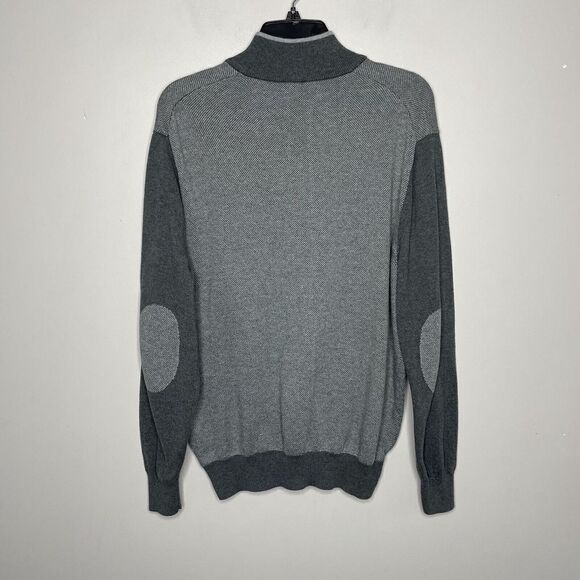 JOS A BANK Sweater Mens Large L Cotton-Cashmere Pullover 1/4-Zip Knit Gray - Picture 4 of 6